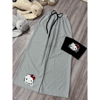 Set bộ nữ áo ống quần dài suông rộng màu sọc in hình mèo kitty xinh MS0090