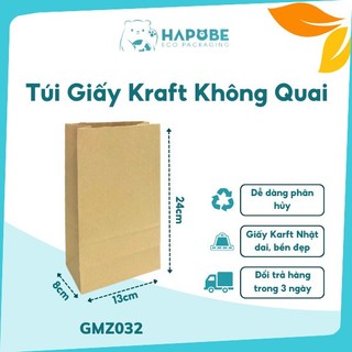 100 túi giấy kraft không quai 13x8x24cm GMZ032