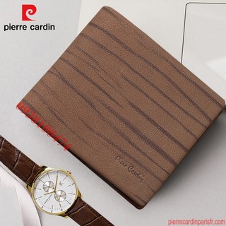 Ví nam Pierre Cardin chính hãng màu nâu da bò thật ví ngang PCJ2077