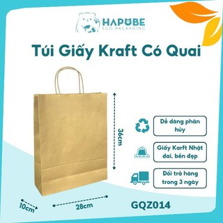 100 túi giấy kraft có quai 28x10x36cm GQZ014