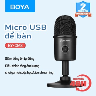 BOYA BY-CM3 Mic máy tính USB Micro để bàn có điều chỉnh âm lượng Mic thu âm có dây with ANC cho Game/Live/Meeting