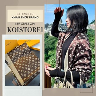Khăn Lụa Gấm Mỏng LV Nâu, Khăn Choàng, Khăn Thời Trang Chất Liệu Gấm Cao Cấp Kích Thước 180cm x 70cm