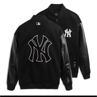 Áo Khoác Bomber Nam Nữ MLB NY Chất Dạ Phối Da Cao Cấp - Áo Khoác MLB Chất Nỉ Dày Dặn Phong Cách Hàn Quốc Hottrend