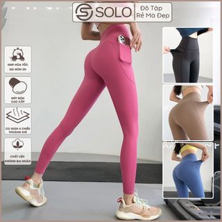 Quần Tập Gym Yoga Pilates Thể Thao Cạp Cao Có Túi Thun Poly Mềm Co Dãn Thoáng Solo Sportswear 6647