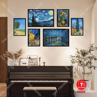 Tranh Vincent Van Gogh dán tường, tranh đêm đầy sao vangogh, bộ 6 tranh dán tường tặng kèm băng keo