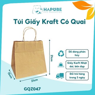 Combo 100 túi giấy kraft có quai 21x15x21cm GQZ047