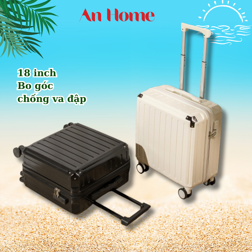 Vali du lịch Vali xách tay size 18 Vali kéo siêu gọn nhẹ tích hợp khay cốc An Home Pehouse 23-38
