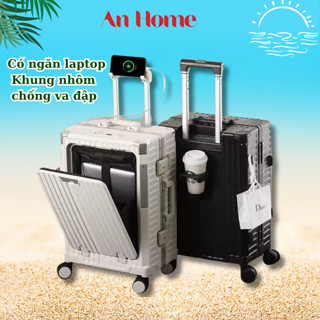Vali du lịch vali doanh nhân Vali kéo size 20 có ngăn laptop kèm khay cốc An Home Pehouse 23-16