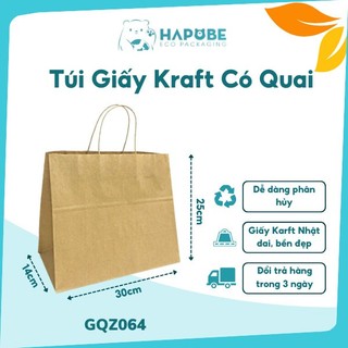 Combo 100 Túi giấy Kraft có quai 30x14x25cm GQZ064