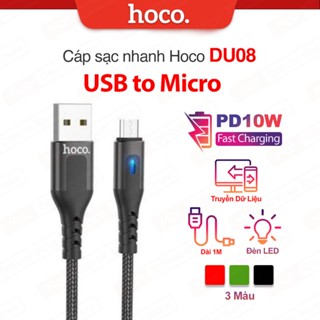 Cáp sạc nhanh PD10W USB to Micro Hoco DU08/DU08 Plus dây bọc dù chống đứt, dài 1M/2M