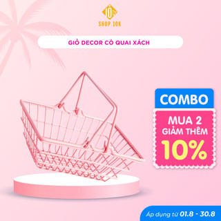 Giỏ sắt nơ hồng trang trí xinh xắn cỡ to và nhỏ