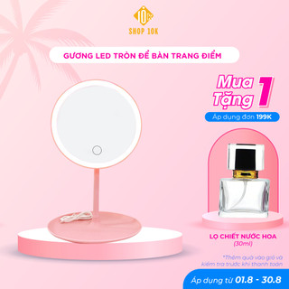 Gương để bàn trang điểm SHOP10K, Gương đèn led cảm ứng mẫu tròn SP004014