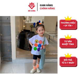 Set áo thun cotton lạnh kèm quần legging đen bé cưng dành cho bé gái - 56a