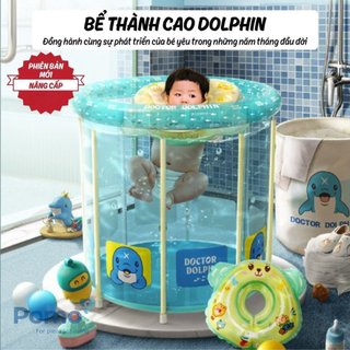 (Tặng kèm phao cổ) Bể bơi thành cao Dolphin kích thước 80 x 80 cm banbuondososinh