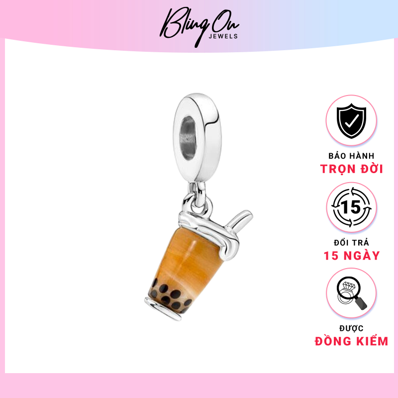 Charm Pandora Murano Glass Bubble Tea Dangle 1258 - Chuẩn bạc S925