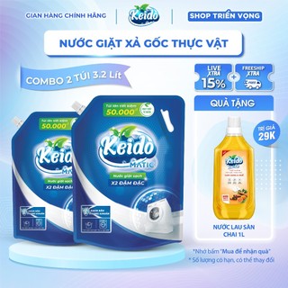 Combo 2 nước giặt keido matic x2 đậm đặc siêu sạch 3.2l/túi