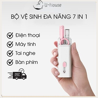 Bộ Dụng Cụ Vệ Sinh Laptop - Máy tính - Bàn Phím - Tai Nghe Airpod Đa Năng 7 in 1 Siêu Nhỏ Gọn-UHouse