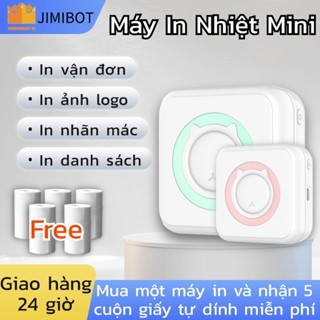 【Quà 5cuộn giấy】JIMIBOT Máy in Nhãn Mini Bluetooth cầm tay Máy in Hoá đơn,Tài liệu, Phao, Nhãn dán