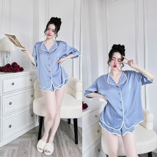 Đồ Ngủ Pijama Bigsize MIKY, Đồ Ngủ Bigsize lụa Latin cao cấp mềm mại xinh xắn < 80KG viền trắng | BigBuy360 - bigbuy360.vn