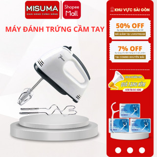Máy Đánh Trứng Cầm Tay Misuma 7 Tốc Độ + Tặng Kèm 4 Đầu Đánh Trứng Cao Cấp, Hoạt Động Êm Ái
