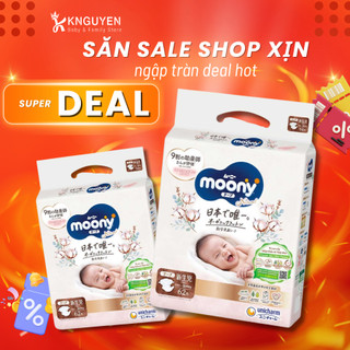 Tã/Bỉm Moony Natural nội địa Nhật Bông Organic - Dán/quần NB63/S58/M46/L38/L36/XL32