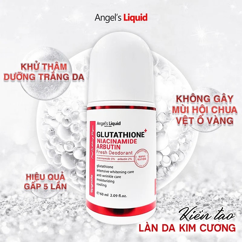 Lăn Nách Khử Mùi Angel Liquid Giảm Thâm Nách 7Day Angel Liquid Glutathione+ Niacinamide Fresh Deodorant 60ml