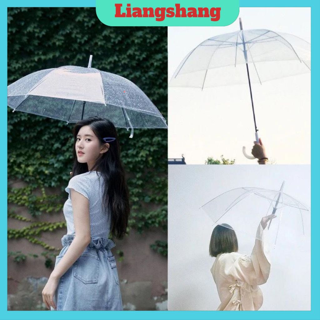 Ô cầm tay trong suốt gấp gọn - Dù trong suốt cao cấp chắn chắn độ bền cao che mưa thời trang