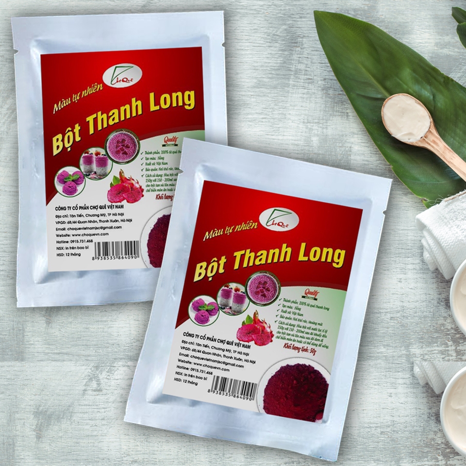 Bột thanh long 50gr bột tạo màu thực phẩm 100% nguyên chất dùng bánh, thạch, đồ uống