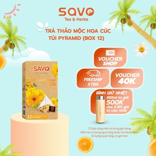 [Date 12/2024] Trà Thảo Mộc Đặc Biệt Hoa Cúc SAVO túi lọc kim tự tháp cao cấp (hộp 12 gói x 2.5g)