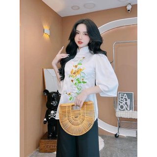 Pháp phục đi lễ chùa -.đồ lam đi chùa nữ chất lụa cao cấp phối hoa -sín store-l14