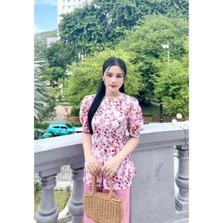 [Áo Lẻ ] Áo bà ba hoa tay phồng búp chất lụa mango mát mịn  (không kèm quần) -SÍN STORE-L02A