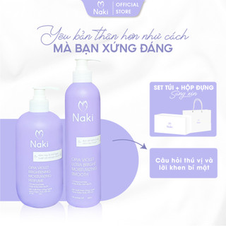  Combo sữa tắm sữa dưỡng thể Naki hỗ trợ dưỡng da trắng sáng với Niacinamide nhập khẩu Hàn Quốc  500ml + 400ml  