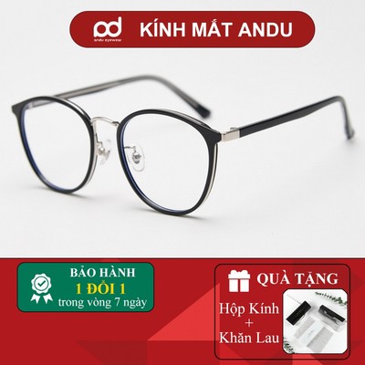 Gọng kính cận thời trang nam nữ ANDU EYEWEAR dáng oval chống tia UV chất liệu kim loại- 98AD380