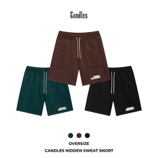Quần short nam candles hidden sweat short chất liệu nỉ form oversized