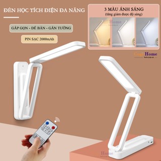 Đèn Học Sạc Pin Tích Điện, Đèn Học Để Bàn Gấp Gọn Đèn Gắn Tường Đọc Sách Đa Năng 3 Màu Ánh Sáng