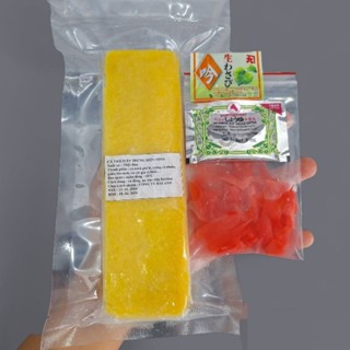 1 thanh cá trích ép trứng + tặng gừng + mù tạc + nước tương , CÁ TRÍCH ÉP TRỨNG NHẬT chuẩn sashimi (đủ 3 màu)