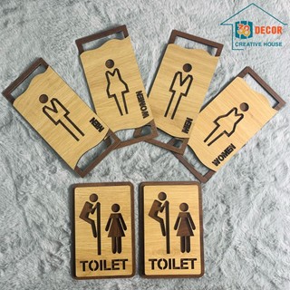  Bảng WC - Bảng toilet tinh nghịch bằng gỗ decor dán tường trang trí cửa nhà vệ sinh nam nữ 