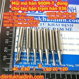 2 cái Đầu Mũi mỏ hàn HAKKO 900M-T D K C B I dùng cho tay hàn, trạm hàn 936 907 103T kde2390