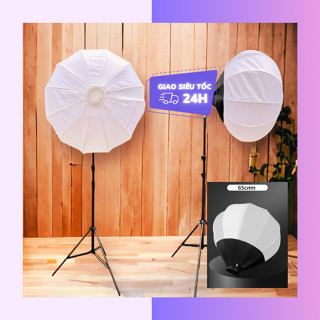 Bộ Đèn Studio Công Suất Bediro BD-400S với Softbox Cầu 65cm Kèm Chân