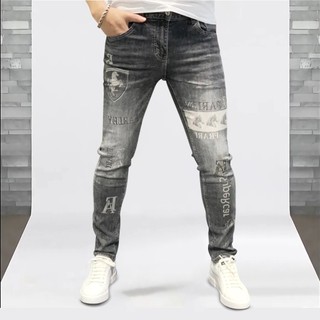 Quần Jean Skinny Xám Đậm, Thêu Hình, Cao Cấp, Ôm Dáng