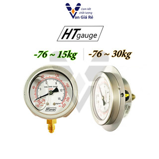 Đồng hồ đo áp suất NH3 Amoniac điện lạnh âm dương HTgauge, có dầu -76 ~ 15kg và -76 ~ 30kg