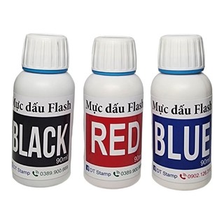 Mực dấu flash. Chai 90ml. Chuyên dùng cho Con dấu Flash. Mực thường đóng lên giấy, bìa carton