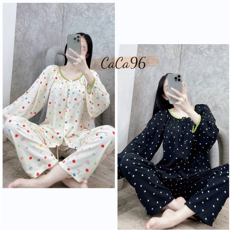 Đồ bộ tole nữ bộ lanh mặc nhà VNXK F21 tay bồng Phom rộng nút cài tiểu thư,hàng thiết kế CACA96 siêu xinh mềm mỏng nhẹ.