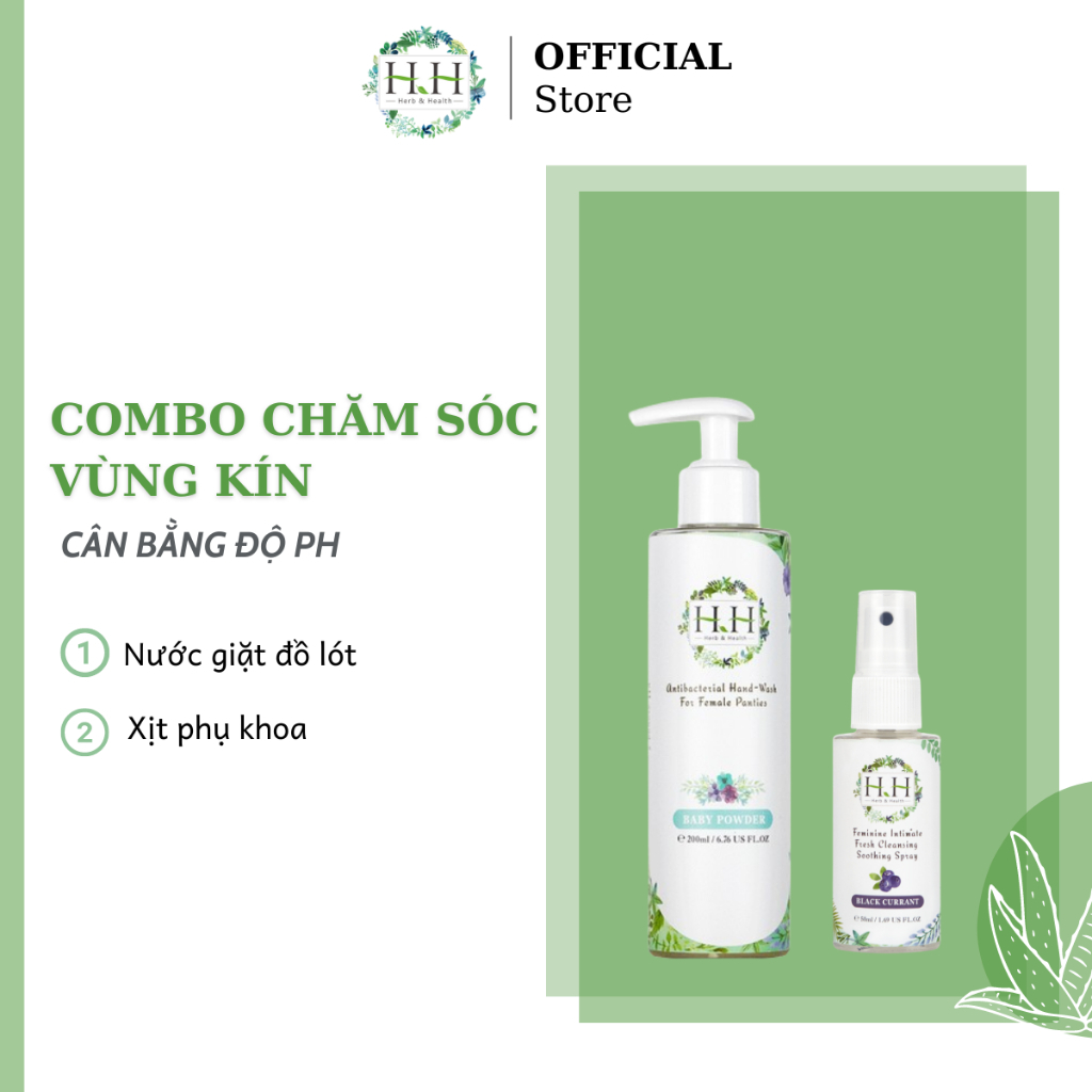 Combo Xịt Phụ Khoa HH 50ml + Nước Giặt Tay Đồ Lót Hữu Cơ HH 200ml Chiết Xuất Tự Nhiên An Toàn Cho Da Nhạy Cảm