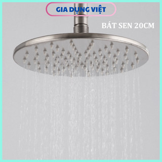 Bát sen tắm đứng tròn inox 304 đường kính 20cm trắng mờ cổ xoay 360 độ dùng thay thế bộ sen tắm đứng- TS025