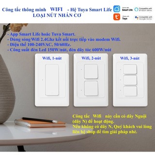 Công tắc thông minh Wifi / Zigbee, loại nút nhấn cơ, App Tuya Smart Life, Home Assistant (Hass)-