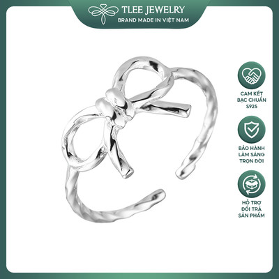 Nhẫn bạc nữ TLEE, nhẫn nơ trơn viền xoắn đeo ngón út xinh xắn TLEE JEWELRY