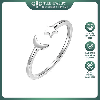 Nhẫn bạc nữ TLEE trăng sao freesize basic TLEE JEWELRY A0325