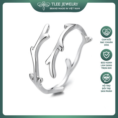Nhẫn bạc nữ TLEE, nhẫn cành lá thanh mảnh TLEE JEWELRY