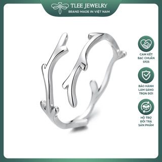 Nhẫn bạc nữ TLEE, nhẫn cành lá thanh mảnh TLEE JEWELRY